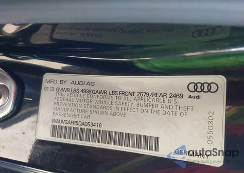 2013 Audi S5 3.0T Premium Plus z USA, uszkodzony, nr VIN WAUVGAFR5DA053416